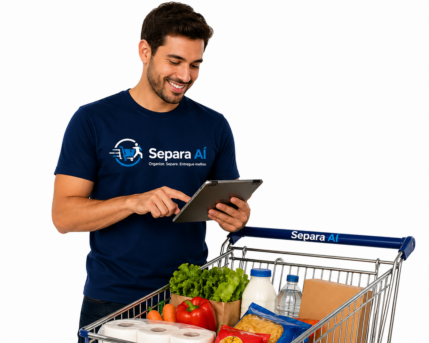 Operadora utilizando sistema automático para separar pedidos